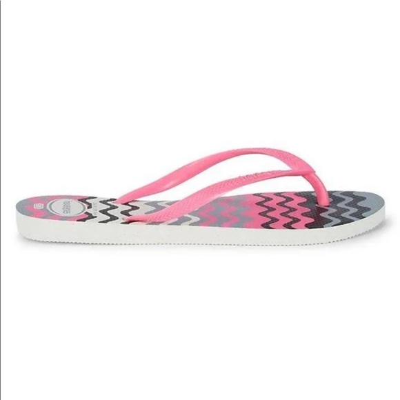 NWT Fits 8.5 - 10 Havaianas Slim Harmony WAVE Flip-Flop White Sole Pink Strap - Picture 3 of 13